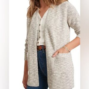 Marine Layer Cabin Cardigan Women's XL Heather Grey Ribbed Open Front Sweater